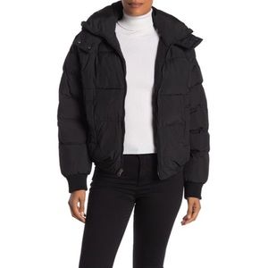 Lucky Brand Short Puffer Jacket Black Large New